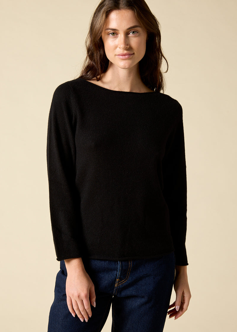 Sonya Hopkins pure cashmere bateau neck in black
