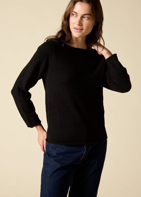 Sonya Hopkins pure cashmere bateau neck in black