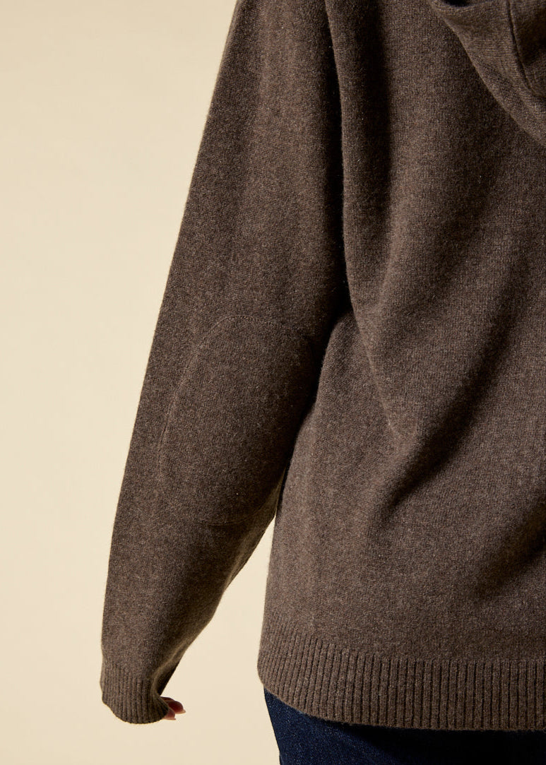 Sonya Hopkins 100% pure cashmere Hoody in Woodland Brown