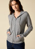 Sonya Hopkins 100% pure quality cashmere women's hoody in charcoal grey marle