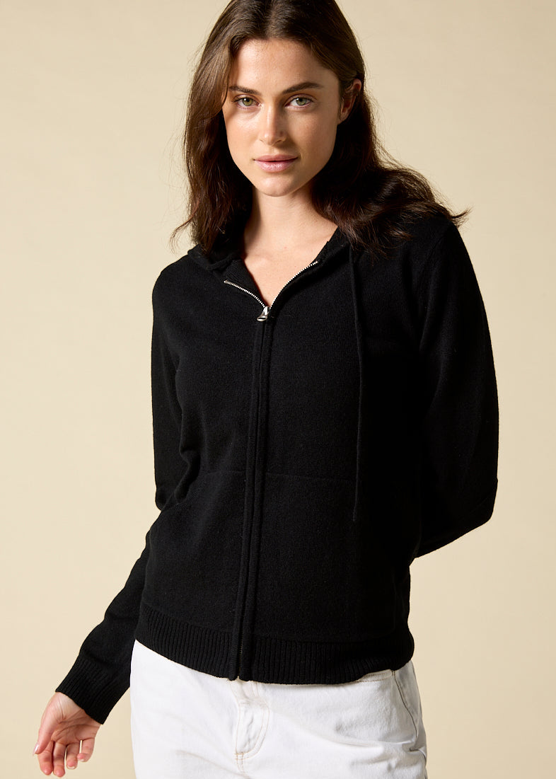 Sonya Hopkins 100% pure cashmere women's hoody in black