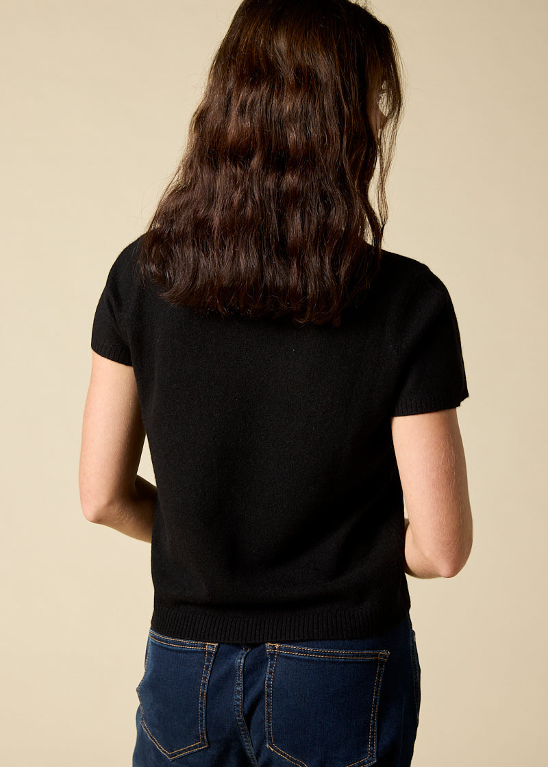 Sonya Hopkins pure cashmere shrunken tiny t in black