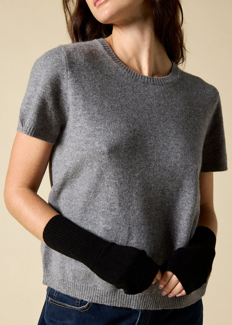 Sonya hopkins pure cashmere fingerless gloves in black