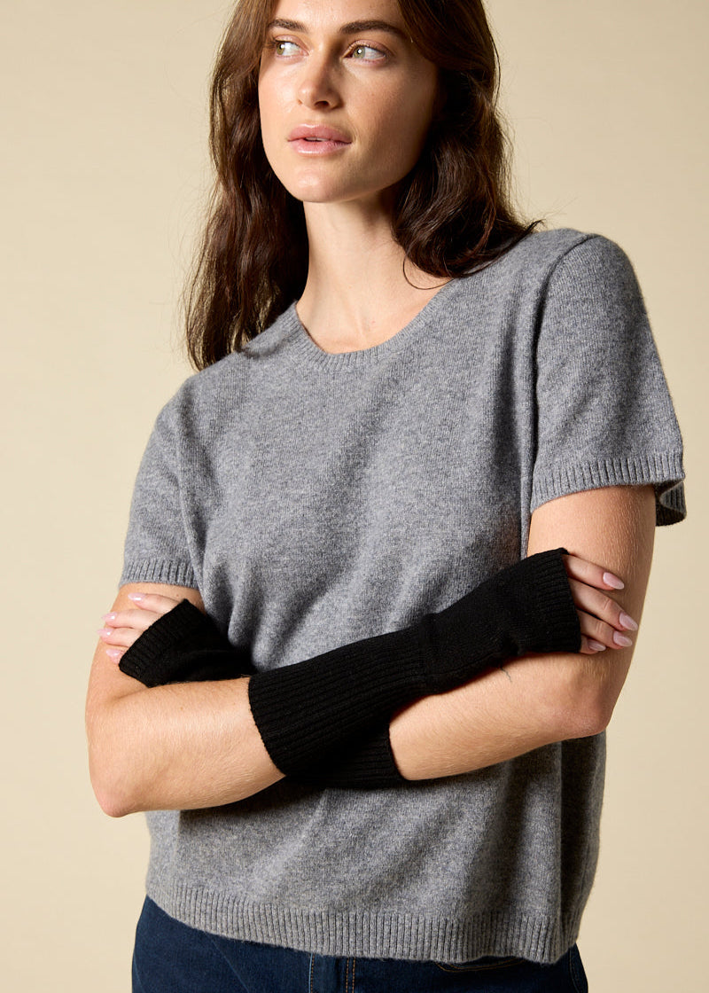 Sonya hopkins pure cashmere fingerless gloves in black