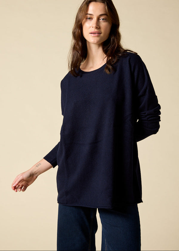 Sonya Hopkins 100% pure cashmere oversized knit in dark ink navy