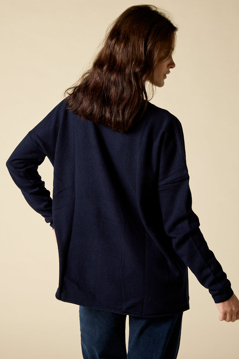 Sonya Hopkins 100% pure cashmere oversized knit in dark ink navy