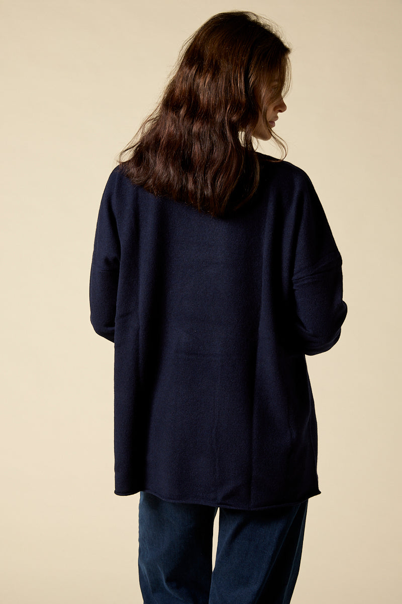 Sonya Hopkins 100% pure cashmere oversized knit in dark ink navy