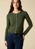 Sonya Hopkins 100% pure cashmere crew cardigan in hunter green