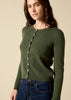 Sonya Hopkins 100% pure cashmere crew cardigan in hunter green