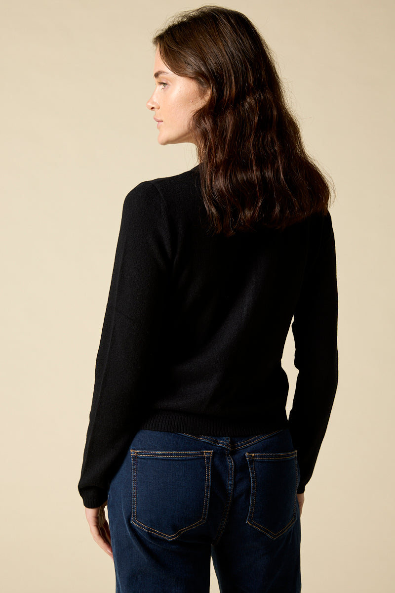 Sonya Hopkins 100% pure cashmere crew cardigan in black
