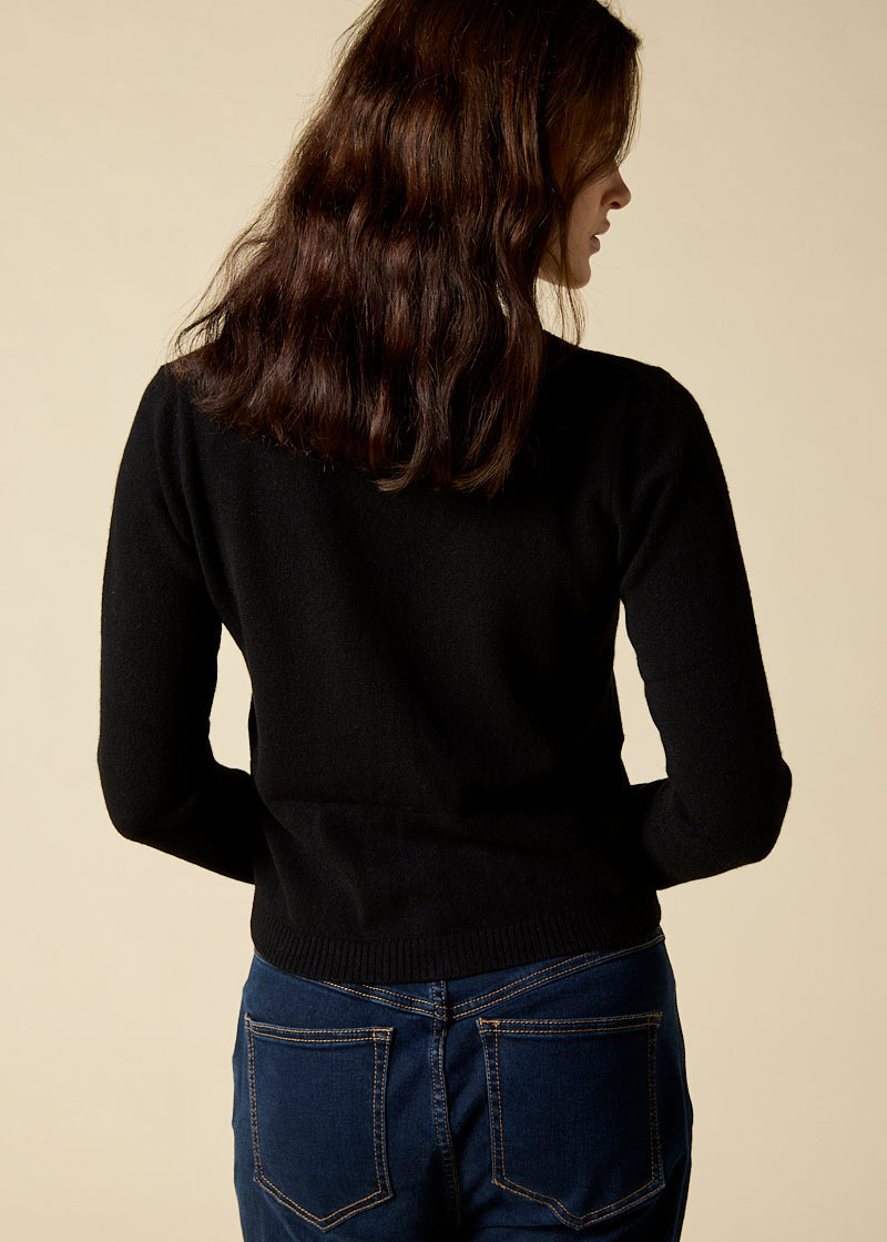 Sonya Hopkins pure cashmere v-neck cardigan in classic black