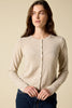 Sonya Hopkins 100% pure cashmere crew cardigan in pale marle beige