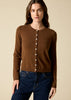 Sonya Hopkins 100% pure cashmere crew cardigan in cinnamon