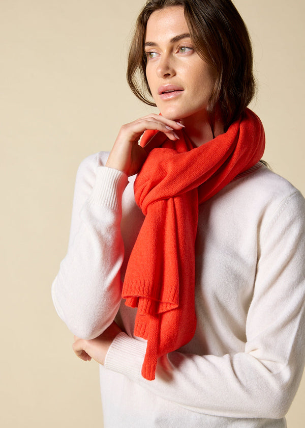100% cashmere scarf in bright orange - sonyahopkins.com