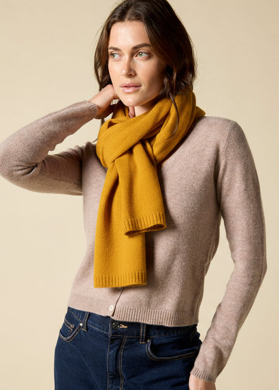 Sonya Hopkins pure cashmere scarf in mustard yellow