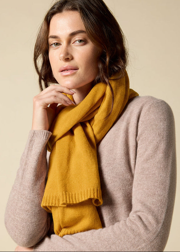Sonya Hopkins pure cashmere scarf in mustard yellow