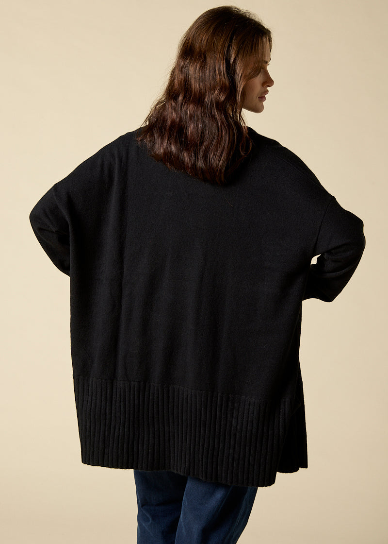 Sonya Hopkins 100% cashmere draped cardigan in black