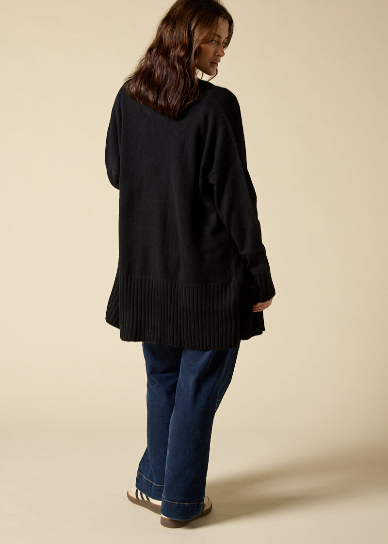 Sonya Hopkins 100% cashmere draped cardigan in black