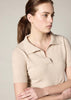 Sonya Hopkins Sydney 100% cashmere polo knit in pale marle beige