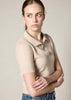 Sonya Hopkins Sydney 100% cashmere polo knit in pale marle beige