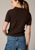 Sonya Hopkins Sydney 100% cashmere polo knit in dark marle brown