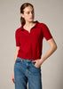 Sonya Hopkins Sydney 100% cashmere polo knit in garnet red