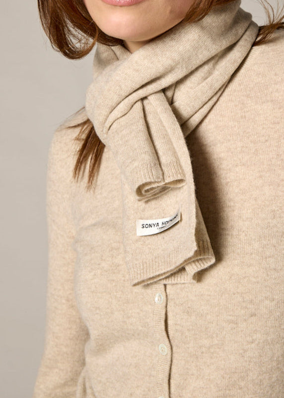 Sonya Hopkins 100% pure cashmere scarf in pale marle beige