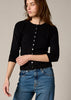 Sonya Hopkins 55% silk 45% cashmere crew cardigan in classic black
