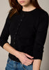 Sonya Hopkins 55% silk 45% cashmere crew cardigan in classic black
