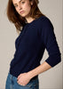 Sonya Hopkins 55% silk 45% cashmere crew cardigan in navy