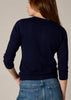 Sonya Hopkins 55% silk 45% cashmere crew cardigan in navy