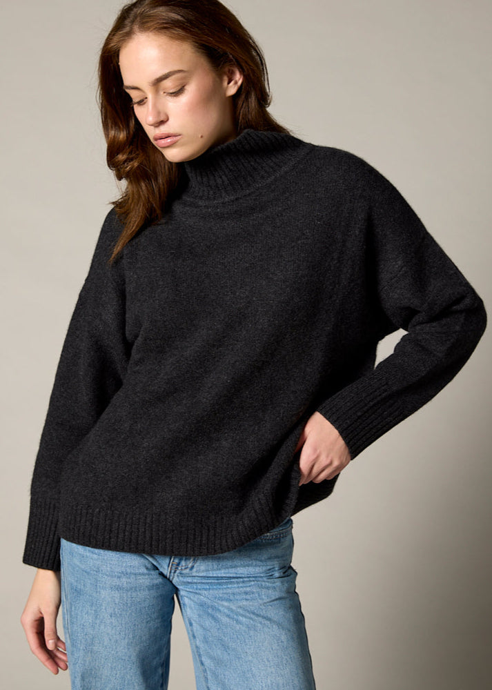 Sonya Hopkins 100% cashmere oversized knit turtleneck in dark charcoal grey