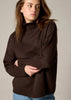 Sonya Hopkins 100% cashmere oversized knit turtleneck in chocolate marle brown