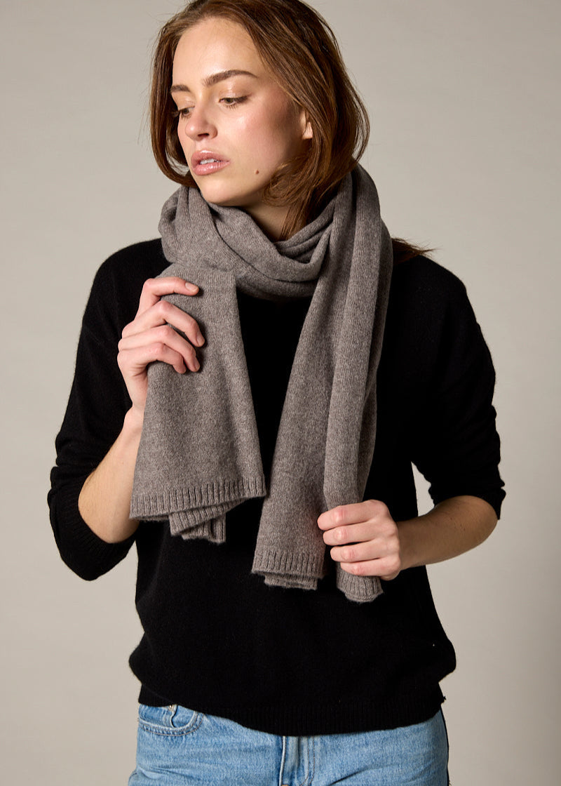 Sonya Hopkins 100% pure cashmere scarf in bison brown