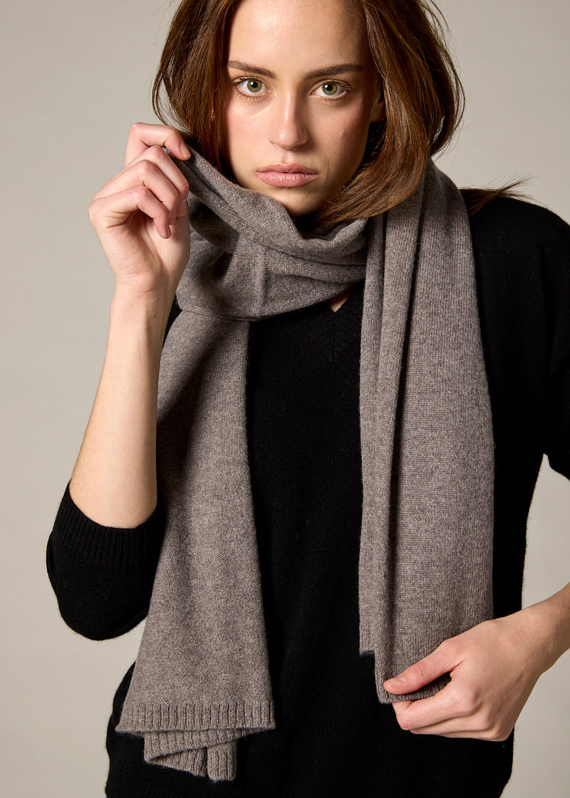 Sonya Hopkins 100% pure cashmere scarf in bison brown