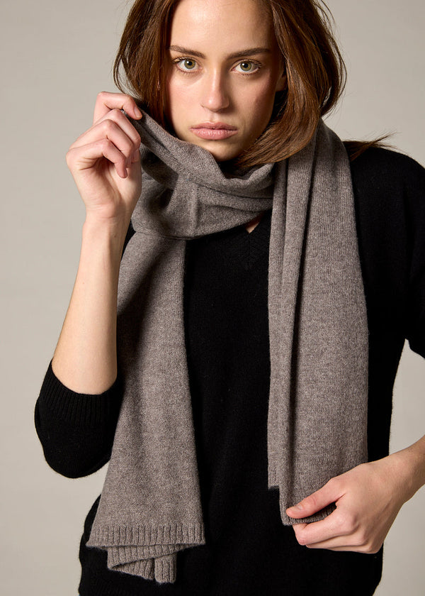Sonya Hopkins 100% pure cashmere scarf in bison brown