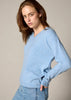 Sonya Hopkins 100% cashmere v neck in stonewash blue