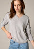 Sonya Hopkins 100% pure cashmere v neck in pale marle grey