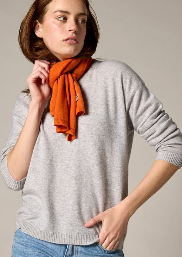 Sonya Hopkins 100% pure cashmere featherlight cashmere scarf in persimmon