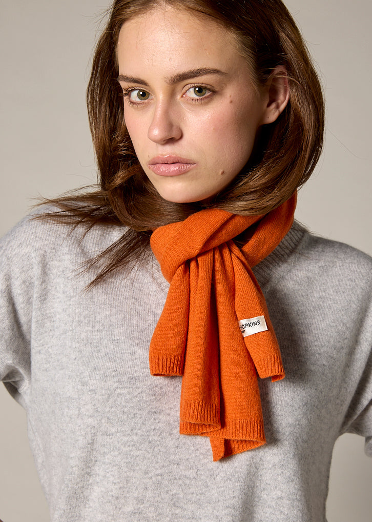 Sonya Hopkins 100% pure cashmere featherlight cashmere scarf in persimmon