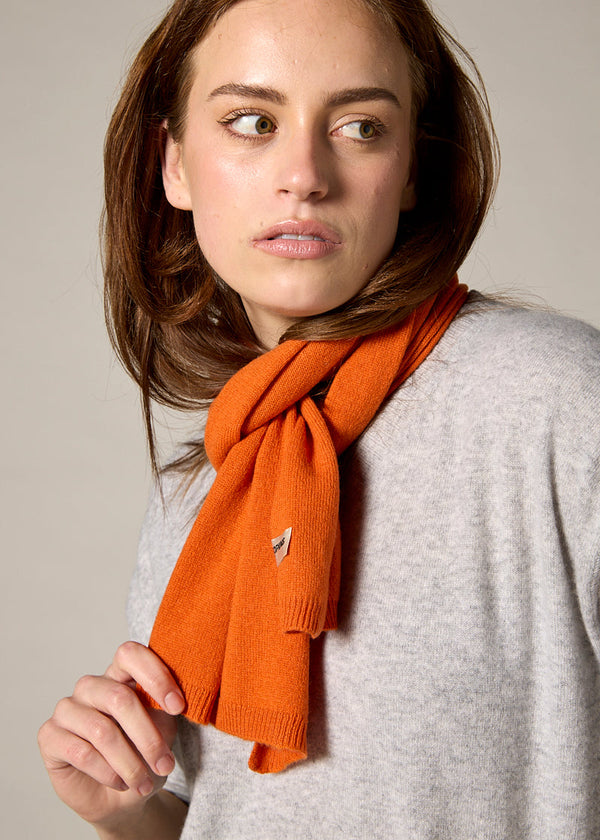 Sonya Hopkins 100% pure cashmere featherlight cashmere scarf in persimmon