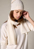 Sonya Hopkins pure cashmere rib beanie in winter white