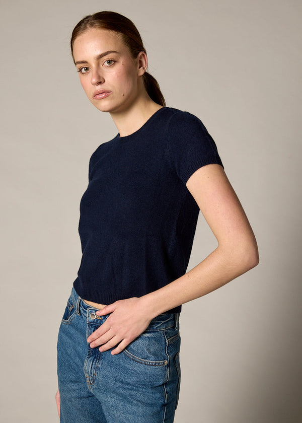 Sonya Hopkins pure cashmere shrunken tiny t in ink