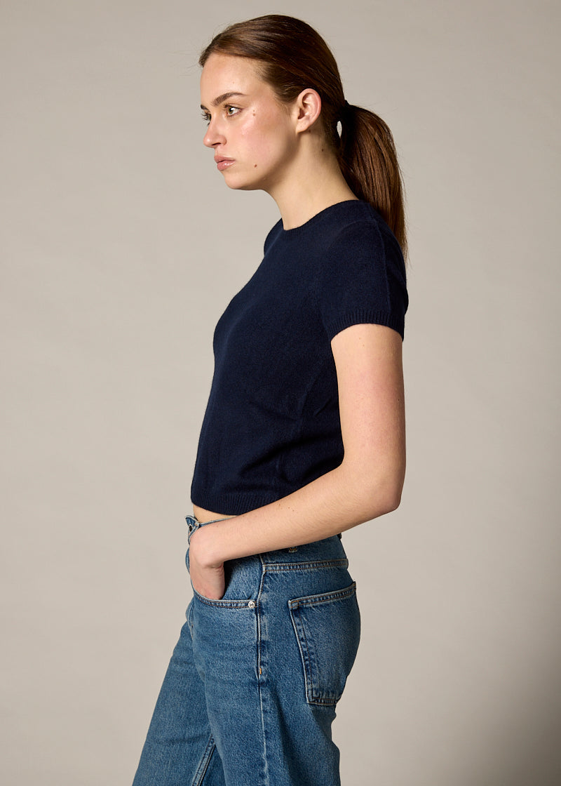 Sonya Hopkins pure cashmere shrunken tiny t in ink