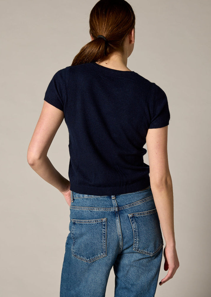 Sonya Hopkins pure cashmere shrunken tiny t in ink