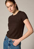 Sonya Hopkins 100% cashmere tiny t-shirt in dark marle brown