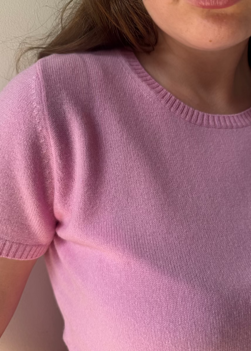 Sonya Hopkins Sydney 100% cashmere tiny t in sugar pink