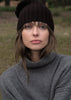 Sonya Hopkins 100% pure cashmere rib beanie in dark chocolate brown