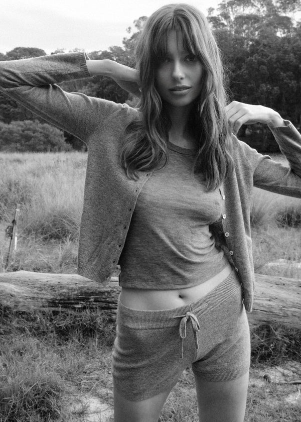 Sonya Hopkins 100% pure cashmere lounge shorts in charcoal