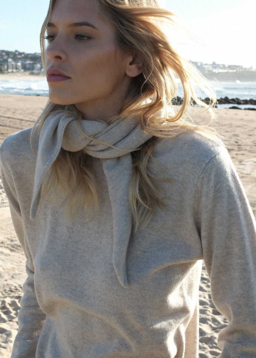 Sonya Hopkins 100% cashmere crew neck in the pale marle beige